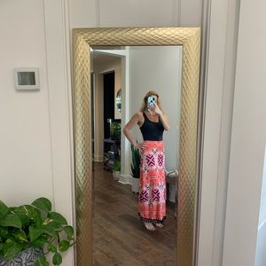 Very colorful long skirt with super cute black tassels at the bottom